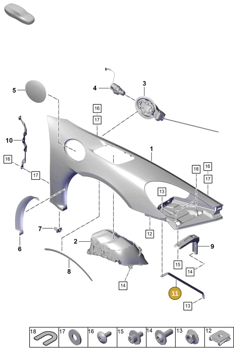 99150344171 — Porsche Boxster Spyder (2019-2020) diagram p54801410, position 11