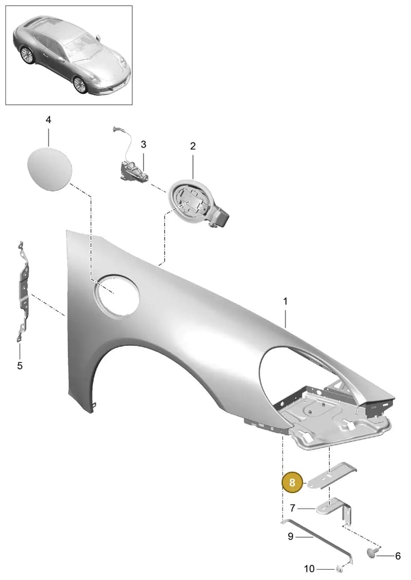 99150355800 — Porsche 911 (2016-2019) diagram p47801040, position 8