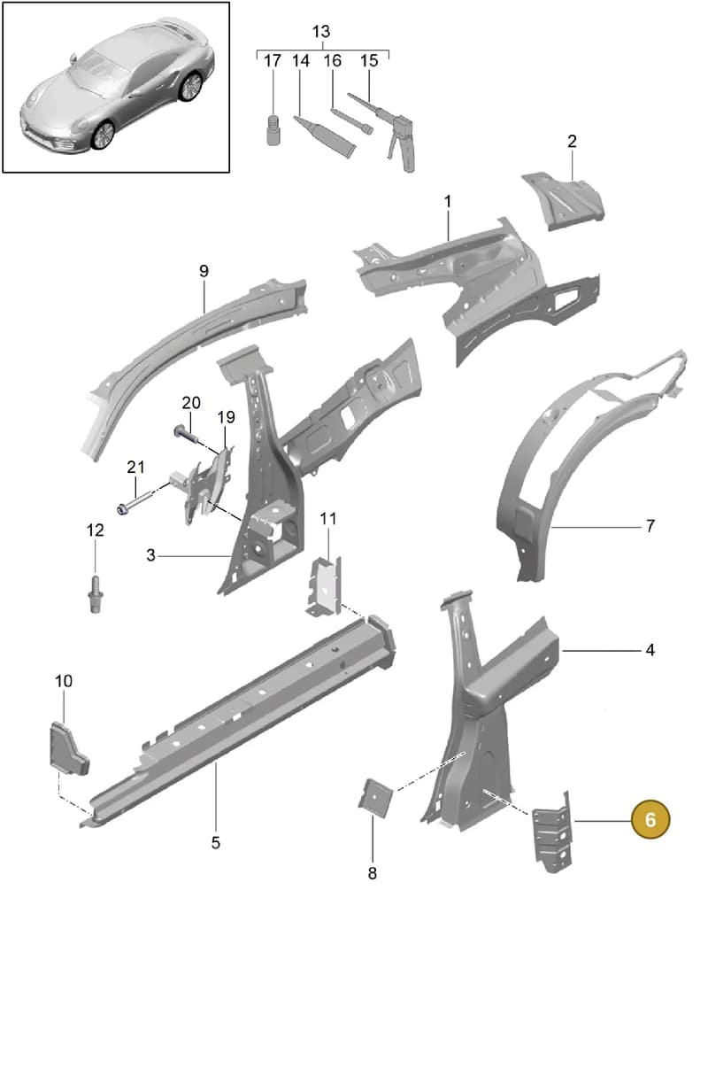 99150386180 — Porsche 911 (2013-2020) diagram p42801050, position 6