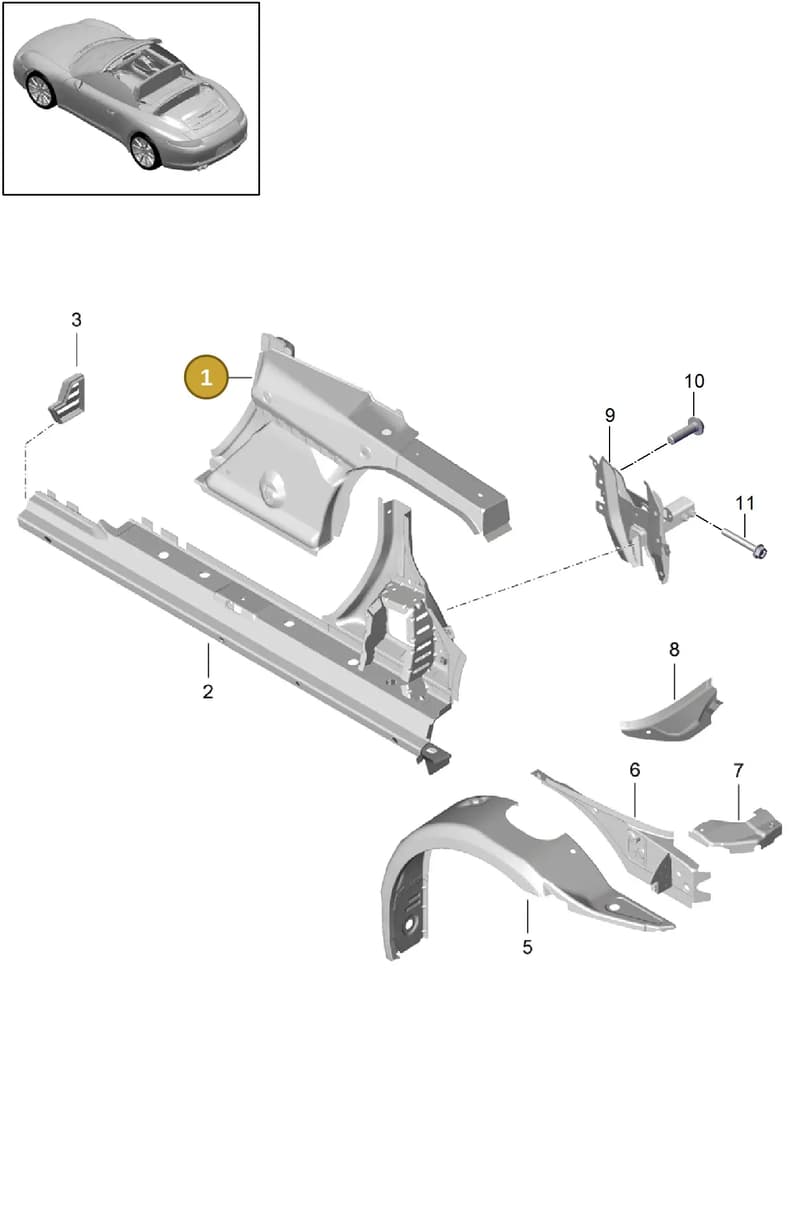 99150396101GRV — Porsche 991 Carrera 4 (2011-2016) diagram p38801060, position 1