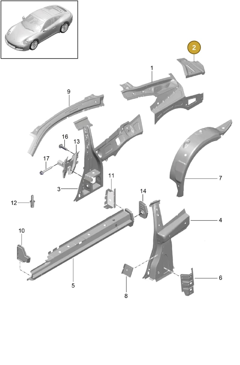 99150396302GRV — Porsche 911 (2016-2019) diagram p47801050, position 2