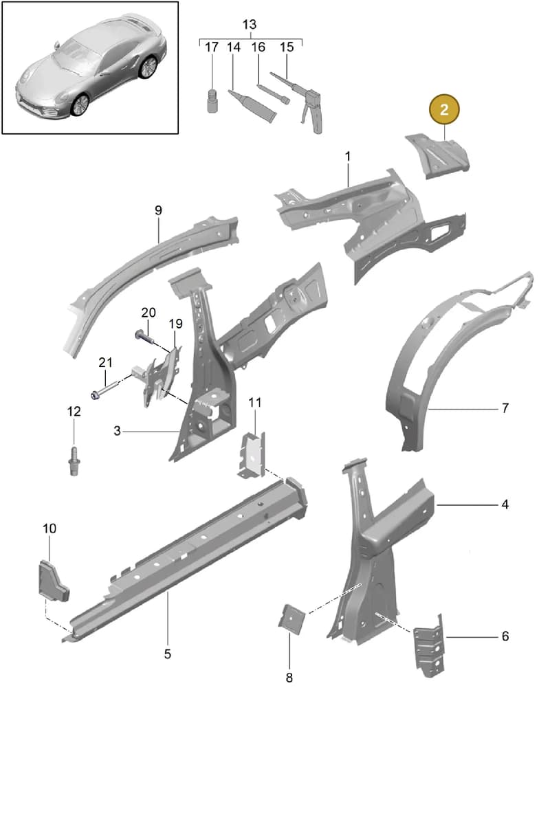 99150396304GRV — Porsche GT2 RS Clubsport (2013-2020) diagram p42801050, position 2