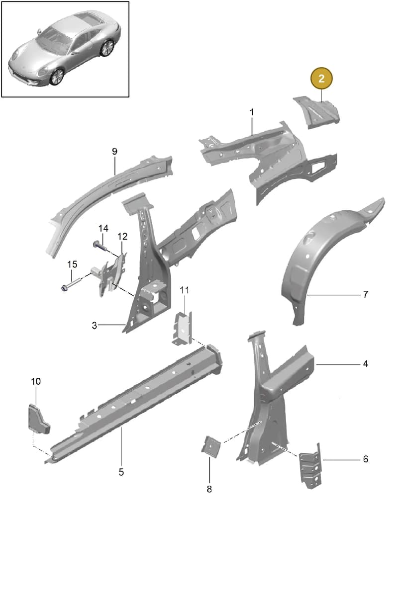 99150396400GRV — Porsche 991 Carrera 4 (2011-2016) diagram p38801050, position 2