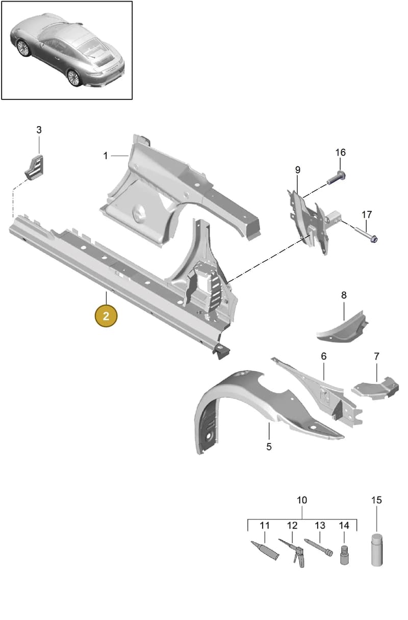 99150396406GRV — Porsche 911 (2016-2019) diagram p47801060, position 2