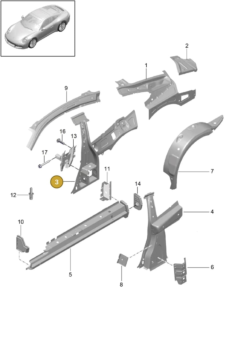 99150396502GRV — Porsche 911 (2016-2019) diagram p47801050, position 3