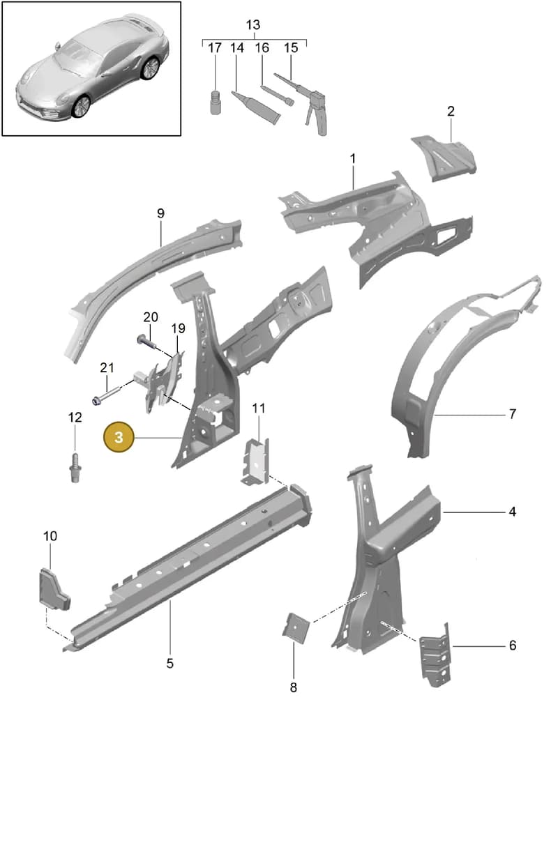 99150396604GRV — Porsche GT2 RS Clubsport (2013-2020) diagram p42801050, position 3