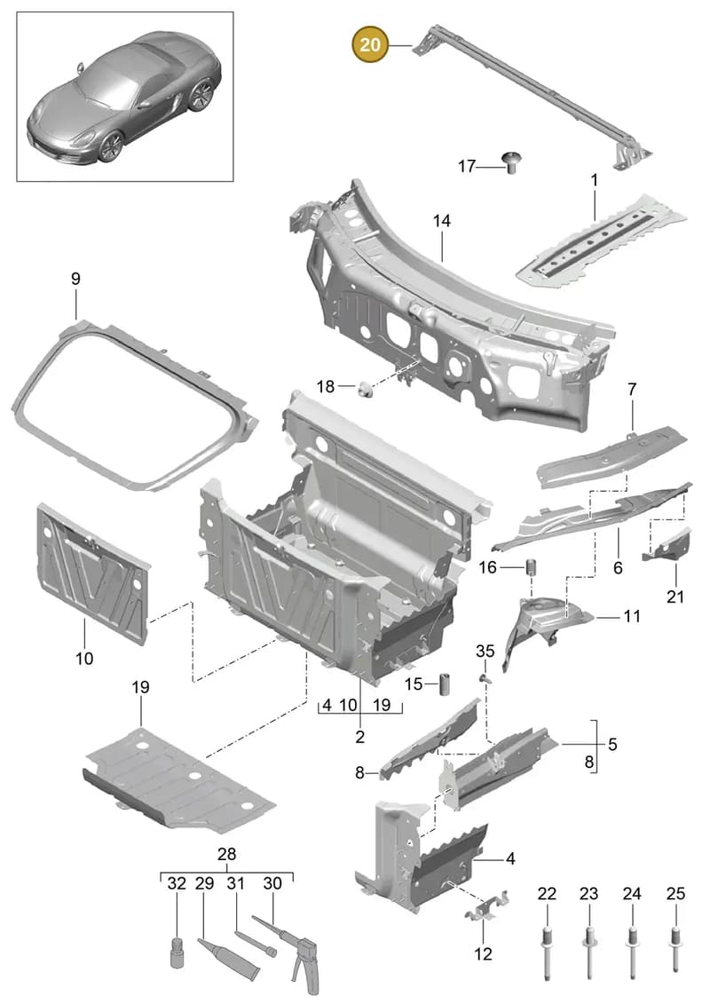 99150411103 — Porsche Boxster (2012-2016) diagram p39801010, position 20