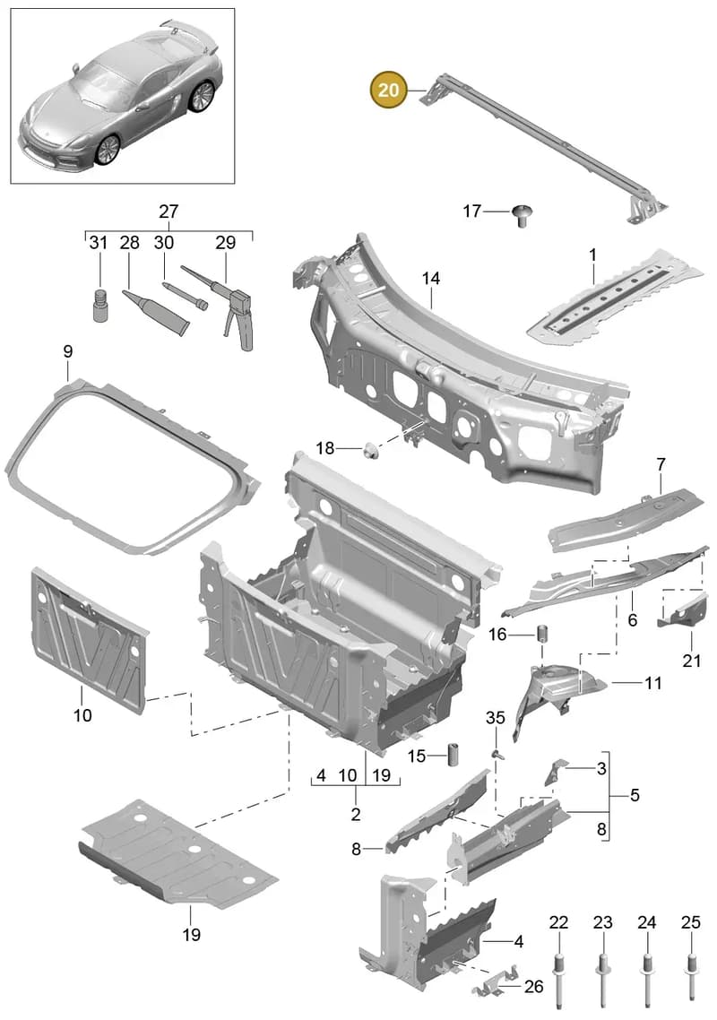 99150411103 — Porsche Cayman GT4 (2015-2016) diagram p45801010, position 20