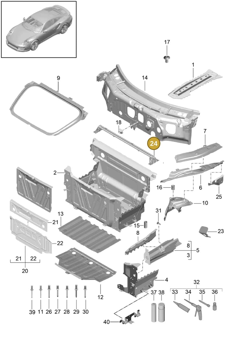 99150411104 — Porsche 911 (2013-2020) diagram p42801010, position 24