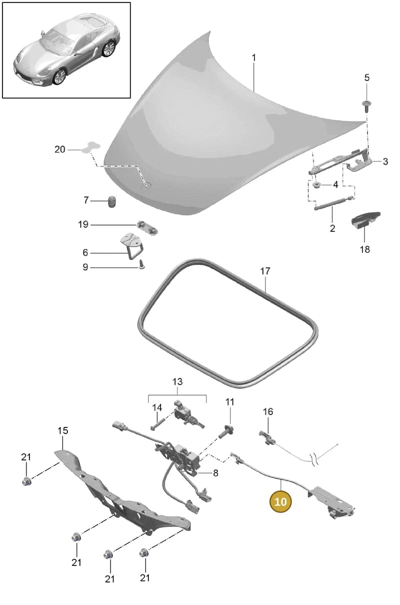 99150411701 — Porsche Cayman (2013-2016) diagram p40803000, position 10