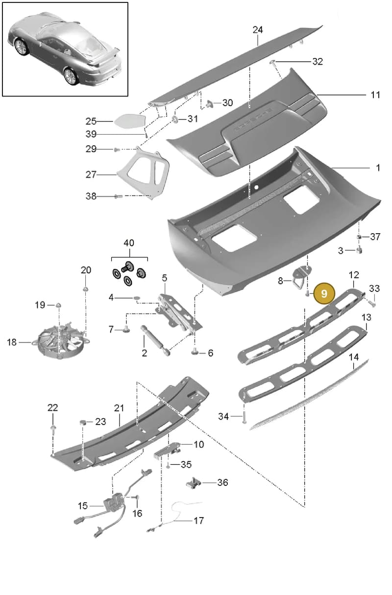 99150411701 — Porsche 911 (2013-2020) diagram p41803010, position 9