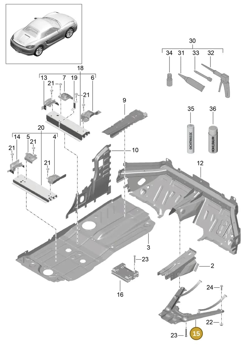 99150423302 — Porsche Boxster (2012-2016) diagram p39801020, position 15