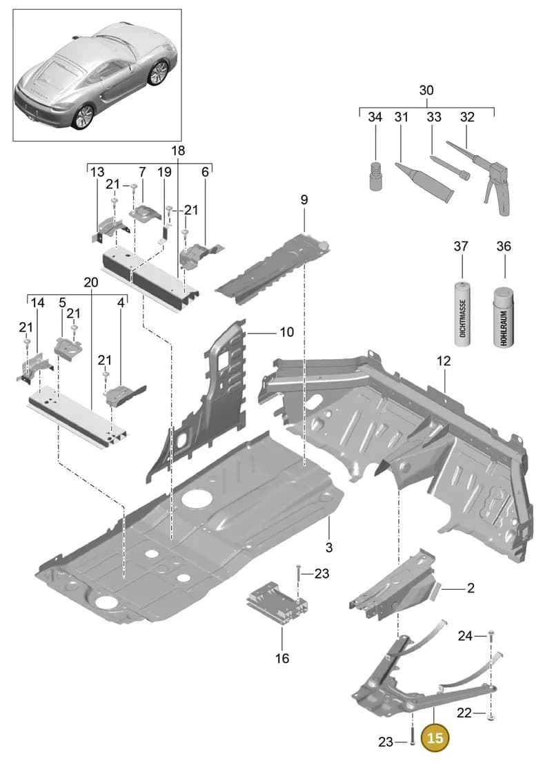 99150423302 — Porsche Cayman (2013-2016) diagram p40801020, position 15