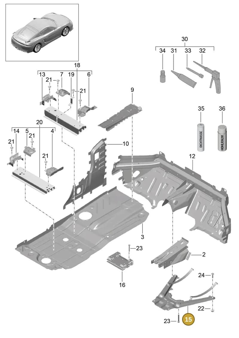 99150423302 — Porsche Cayman GT4 (2015-2016) diagram p45801020, position 15