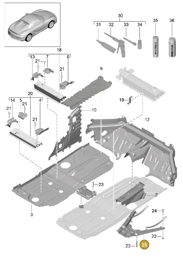 99150423302 — Porsche Boxster Spyder (2015-2016) diagram p46801020, position 15