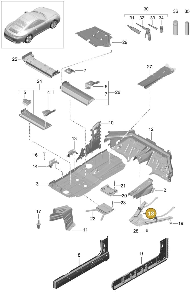 99150423302 — Porsche 911 (2016-2019) diagram p47801020, position 18