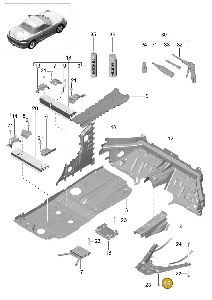 99150423302 — Porsche Boxster (2016-2019) diagram p48801020, position 15