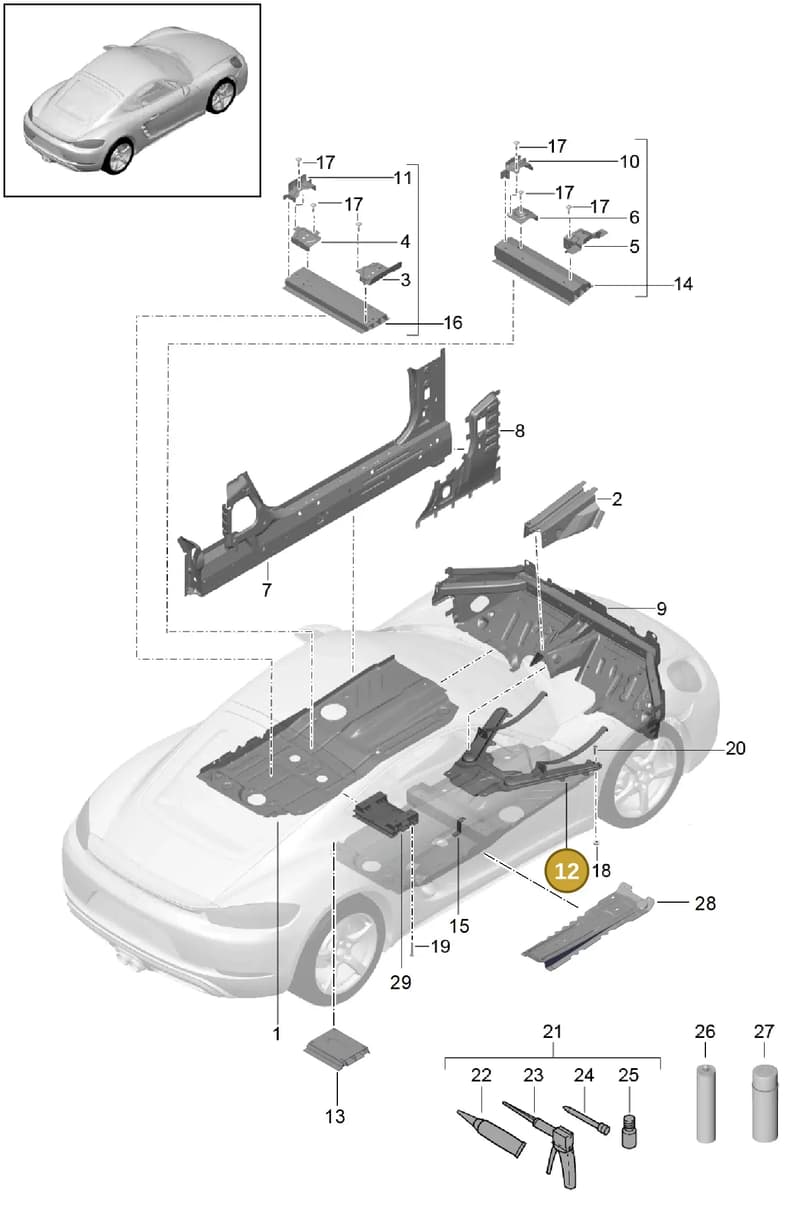 99150423302 — Porsche Cayman (2016-2019) diagram p50801020, position 12