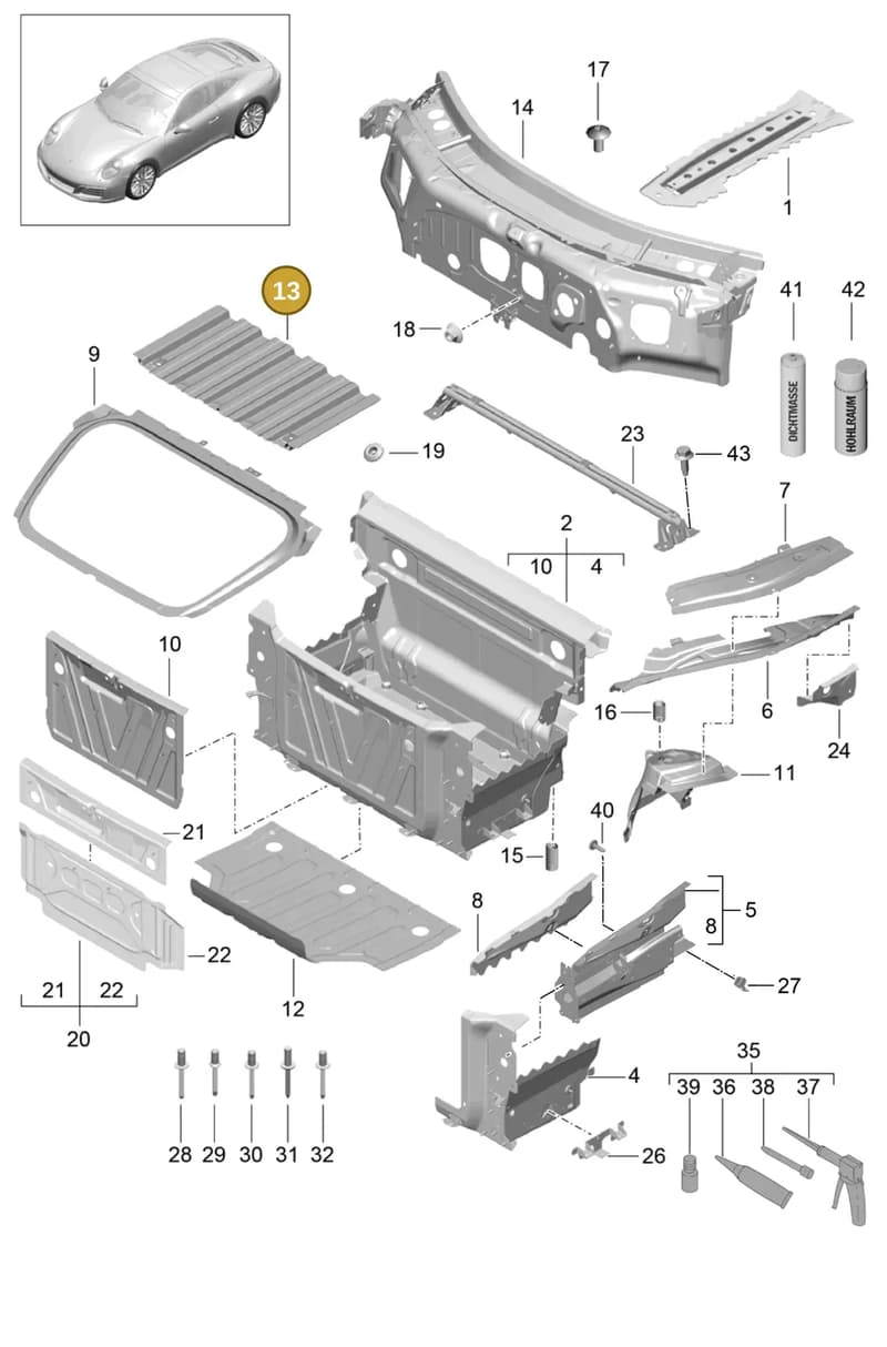 99150430301GRV — Porsche 911 (2016-2019) diagram p47801010, position 13