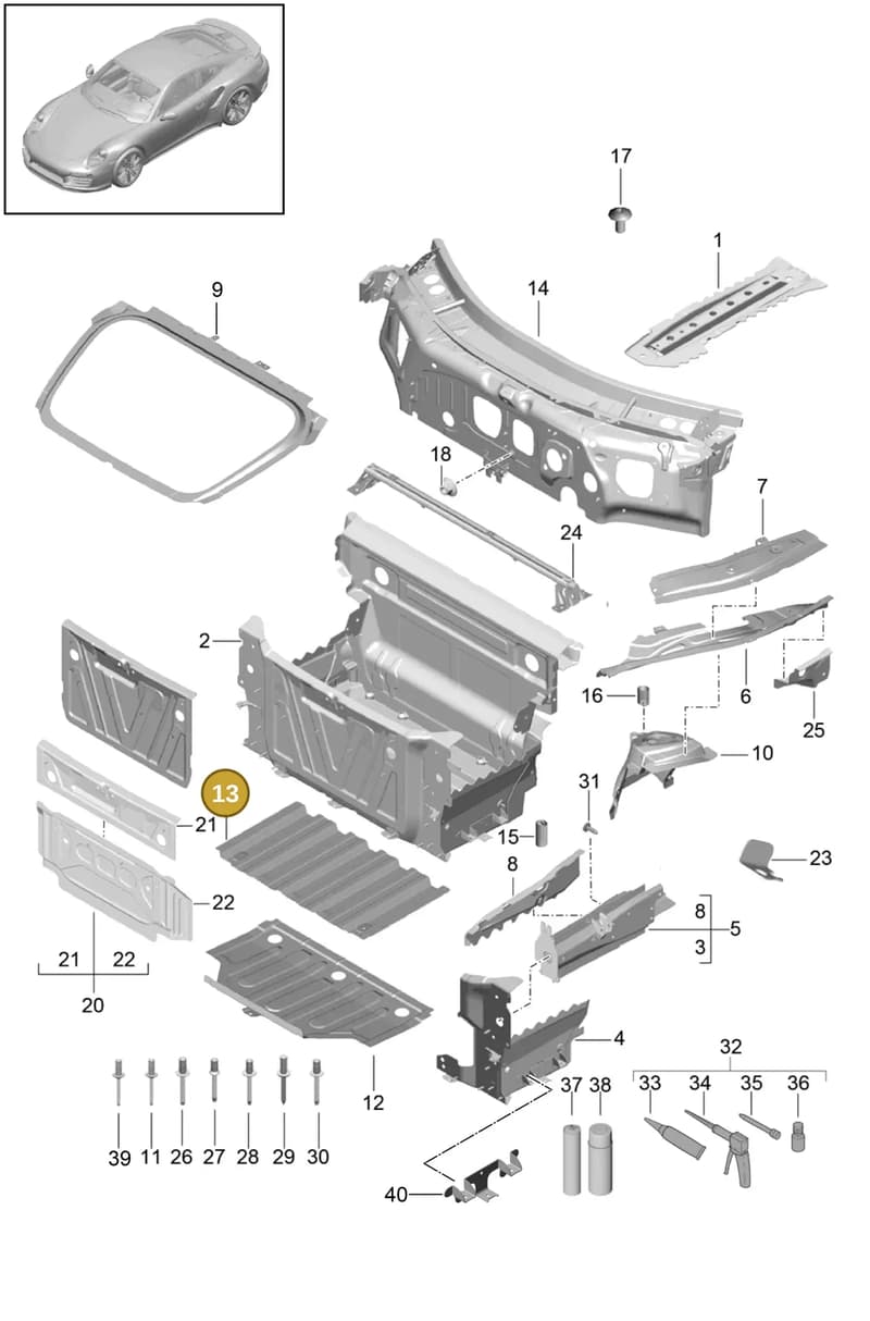 99150430380 — Porsche 911 (2013-2020) diagram p42801010, position 13
