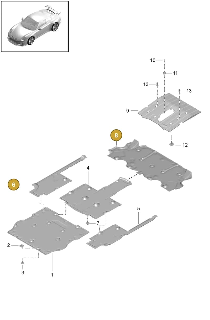 99150430690 — Porsche 911 (2013-2020) diagram p41801070, position 6+8