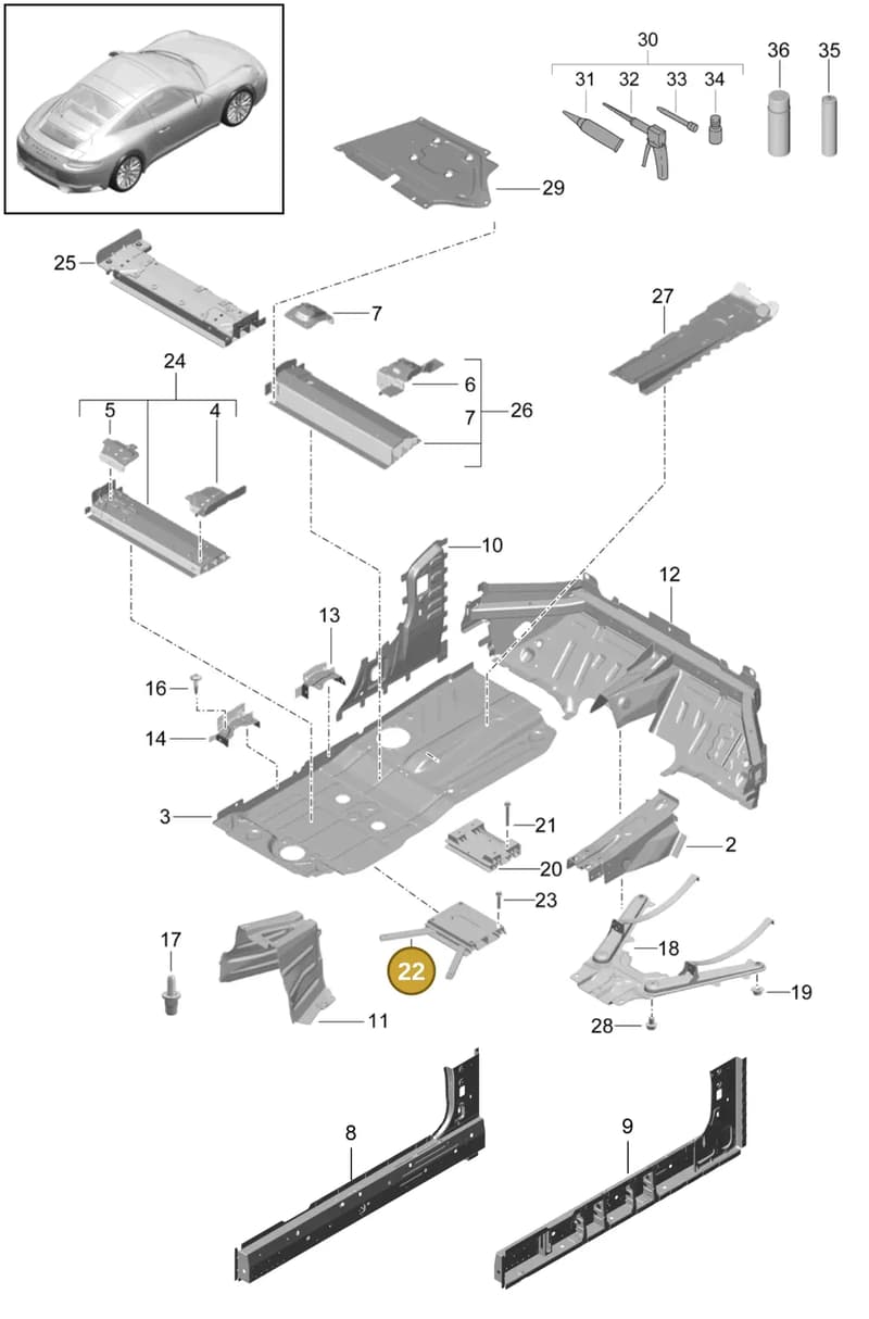 99150433300 — Porsche 911 (2016-2019) diagram p47801020, position 22