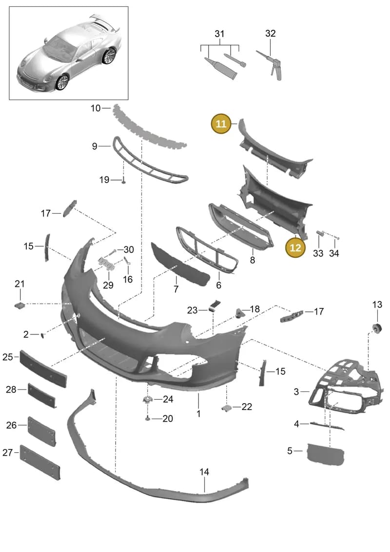 991504489901E0 — Porsche 911 (2013-2020) diagram p41802000, position 11+12