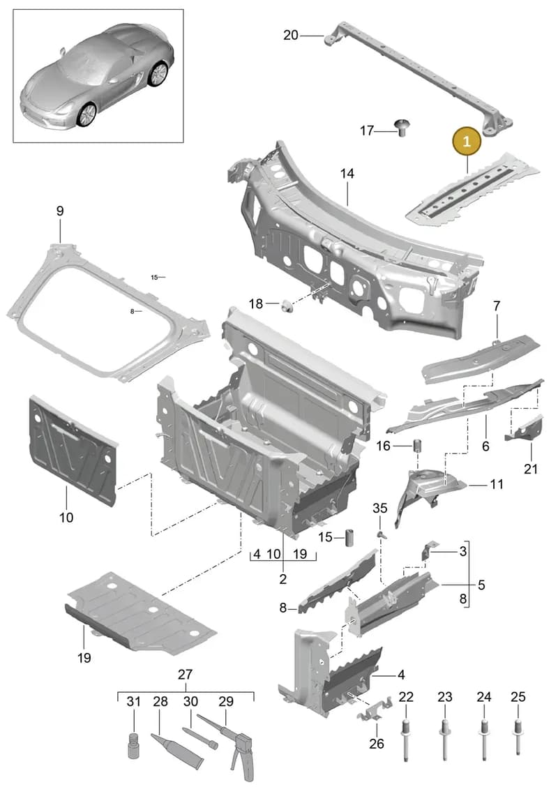 99150453701 — Porsche Boxster Spyder (2015-2016) diagram p46801010, position 1
