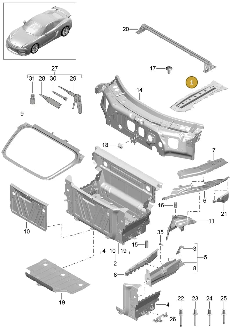 99150453801 — Porsche Cayman GT4 (2015-2016) diagram p45801010, position 1