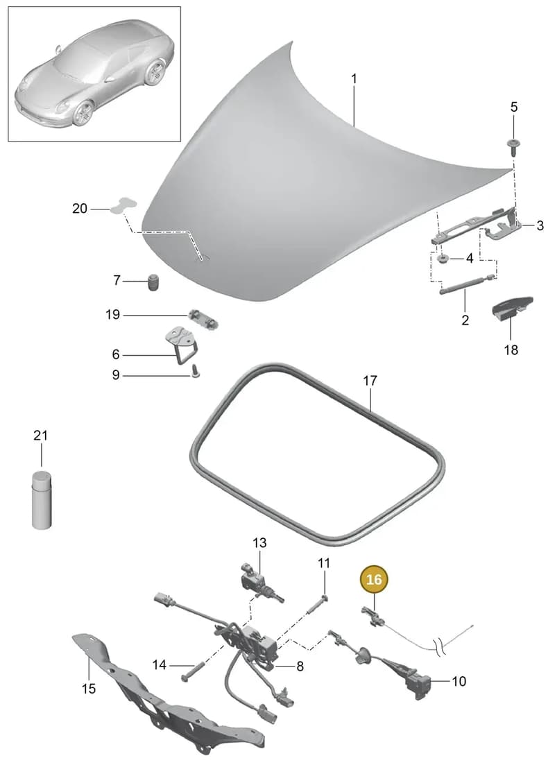 99150455301 — Porsche 991 Carrera 4 (2011-2016) diagram p38803000, position 16