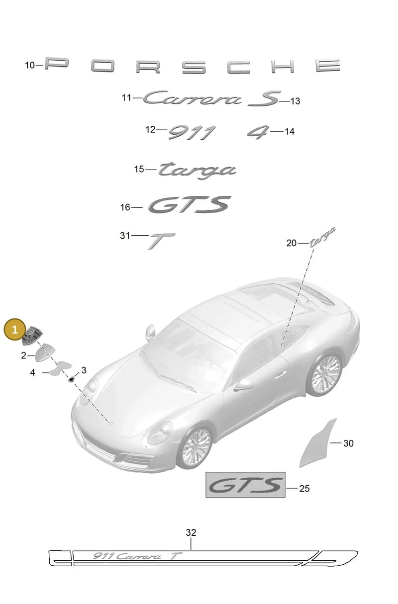 991504596031E0 — Porsche 911 (2016-2019) diagram p47810000, position 1