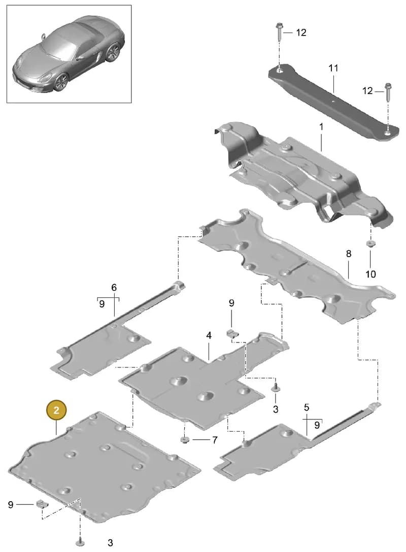 99150460109 — Porsche Boxster (2012-2016) diagram p39801070, position 2