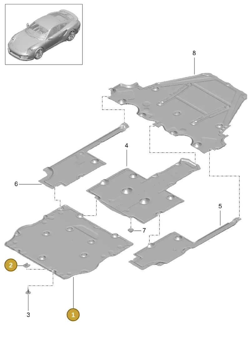 99150460109 — Porsche GT2 RS Clubsport (2013-2020) diagram p42801070, position 1+2