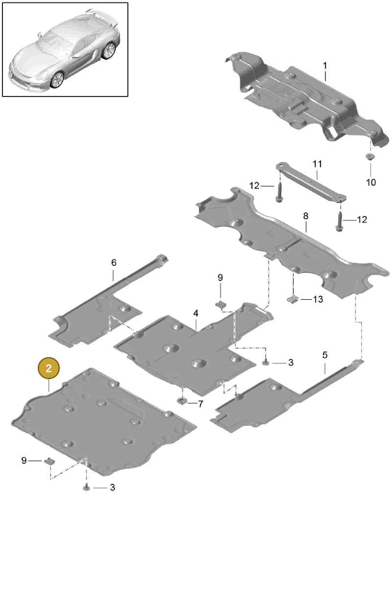 99150460109 — Porsche Cayman GT4 (2015-2016) diagram p45801070, position 2