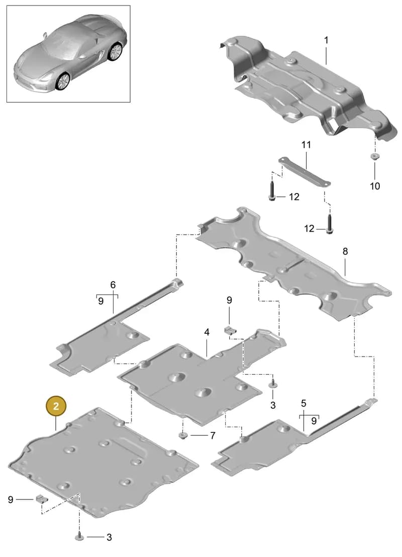 99150460109 — Porsche Boxster Spyder (2015-2016) diagram p46801070, position 2