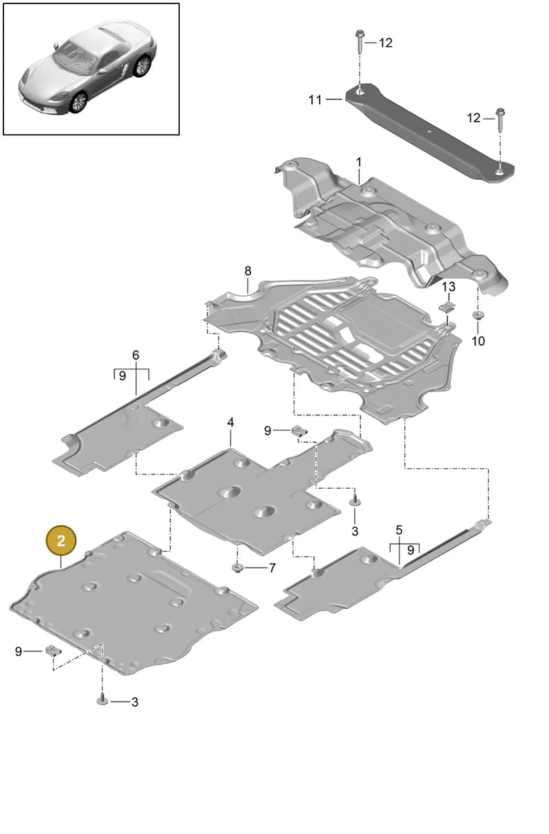 99150460109 — Porsche Boxster (2016-2019) diagram p48801070, position 2