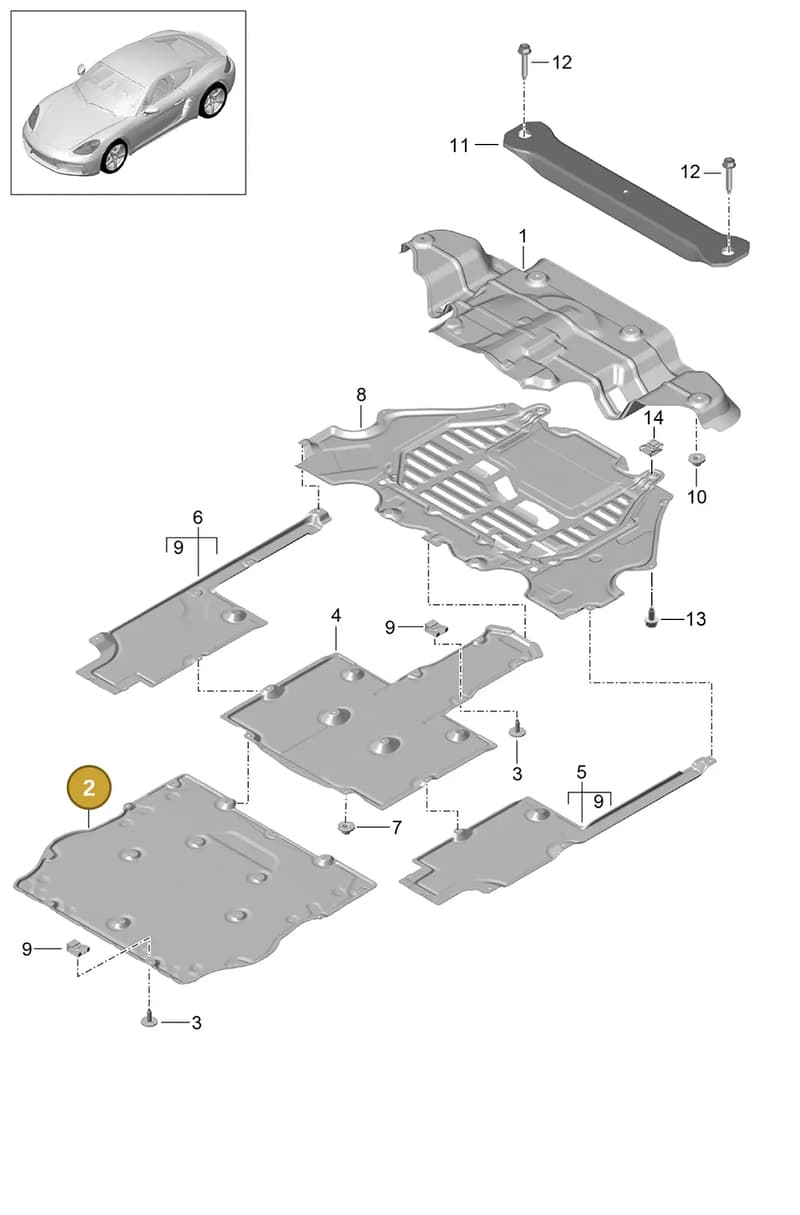 99150460109 — Porsche Cayman (2016-2019) diagram p50801070, position 2