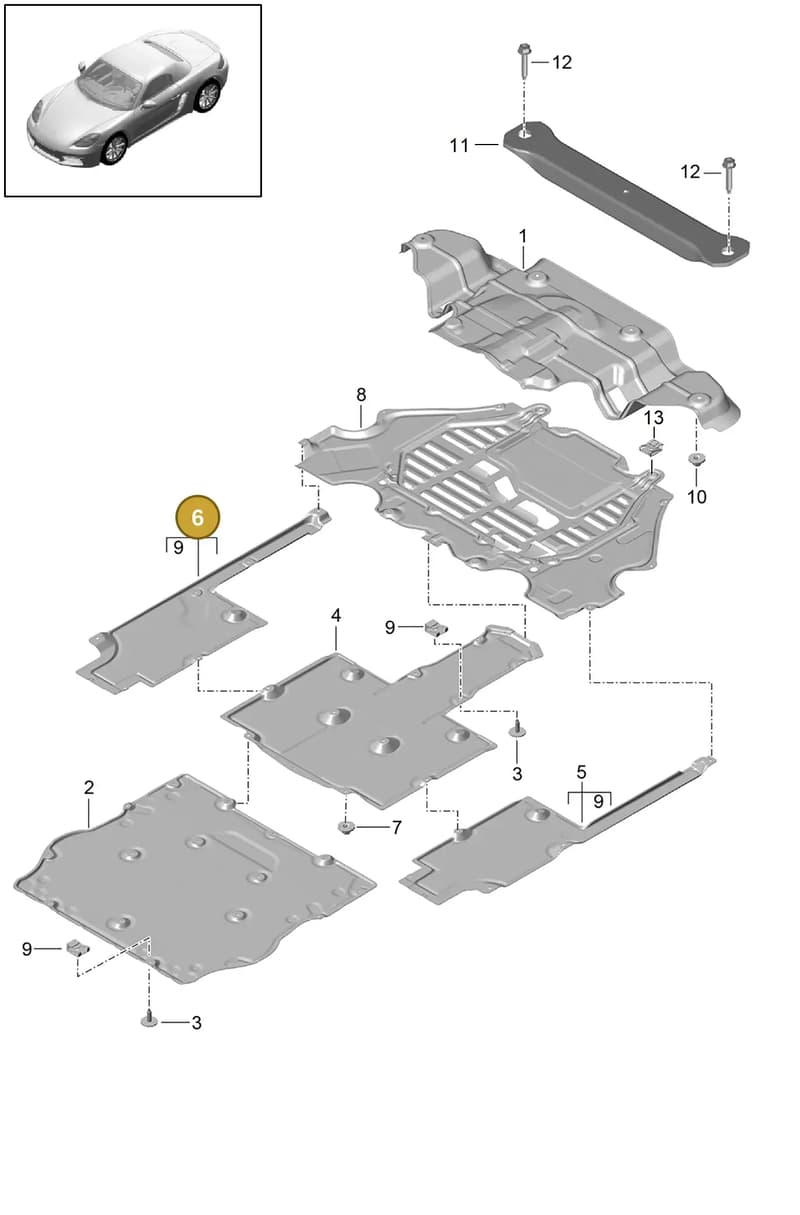99150460600 — Porsche Boxster (2016-2019) diagram p48801070, position 6