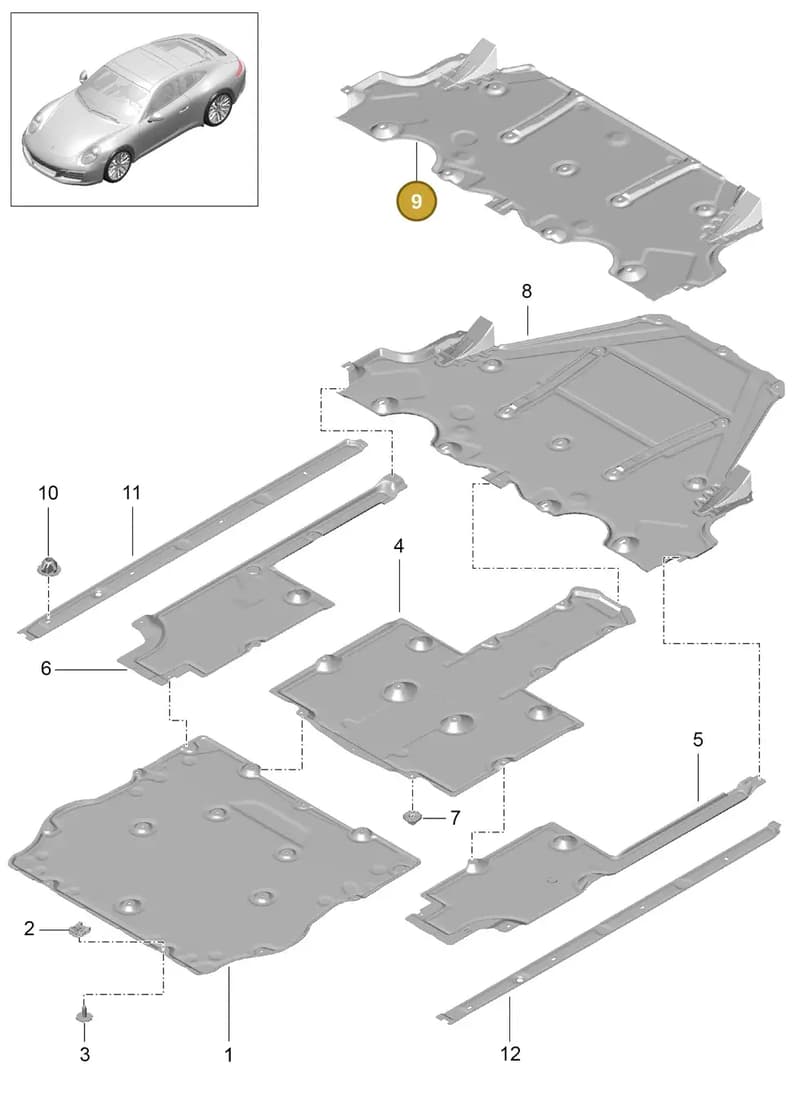 99150460901 — Porsche 911 (2016-2019) diagram p47801070, position 9