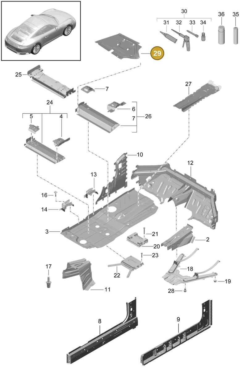 99150465800GRV — Porsche 911 (2016-2019) diagram p47801020, position 29