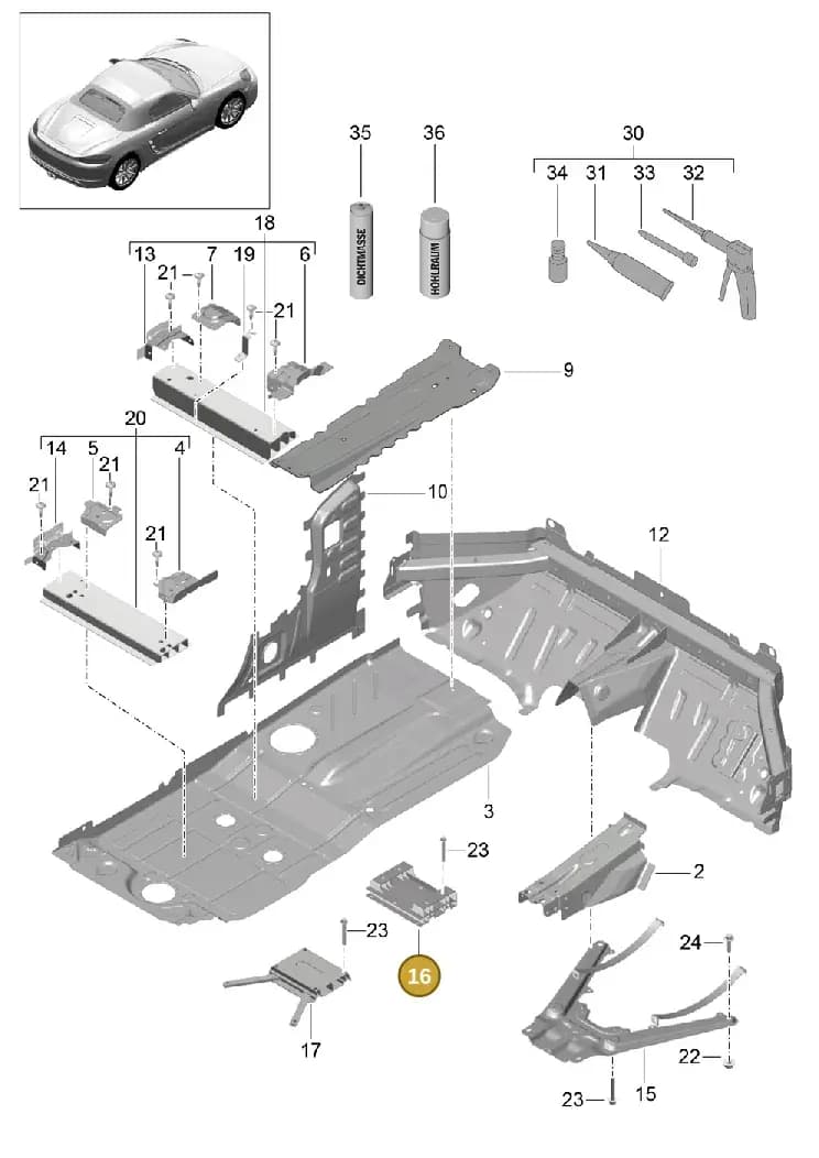 99150482300 — Porsche Boxster (2016-2019) diagram p48801020, position 16