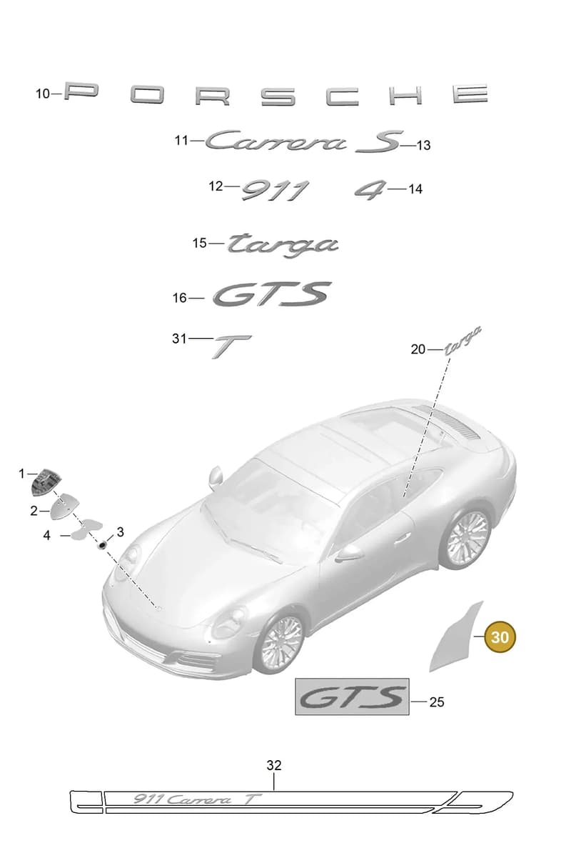 99150483605 — Porsche 911 (2016-2019) diagram p47810000, position 30