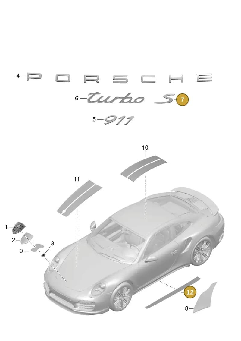 99150491000 — Porsche 911 (2013-2020) diagram p42810000, position 7+12