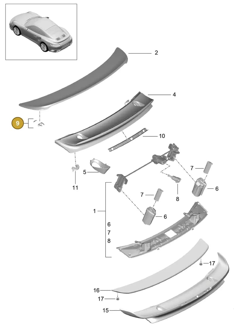 99150494500 — Porsche 911 (2013-2020) diagram p42803010, position 9