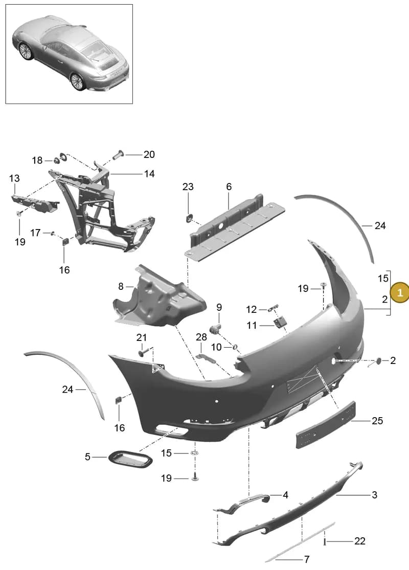 99150502209 — Porsche 911 (2016-2019) diagram p47802010, position 1