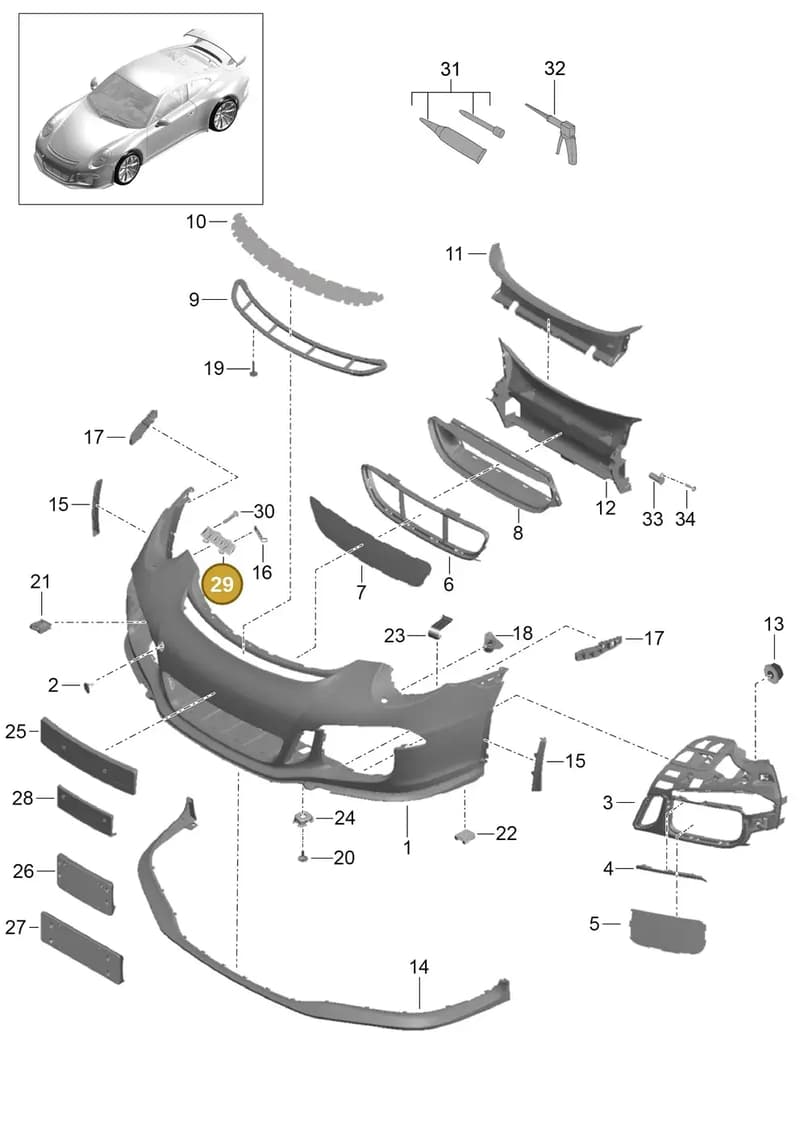 99150531801 — Porsche 911 (2013-2020) diagram p41802000, position 29