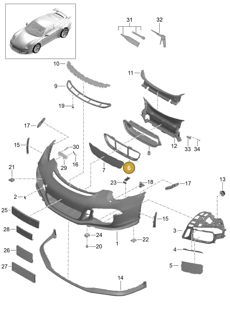 99150534480 — Porsche 911 (2013-2020) diagram p41802000, position 6