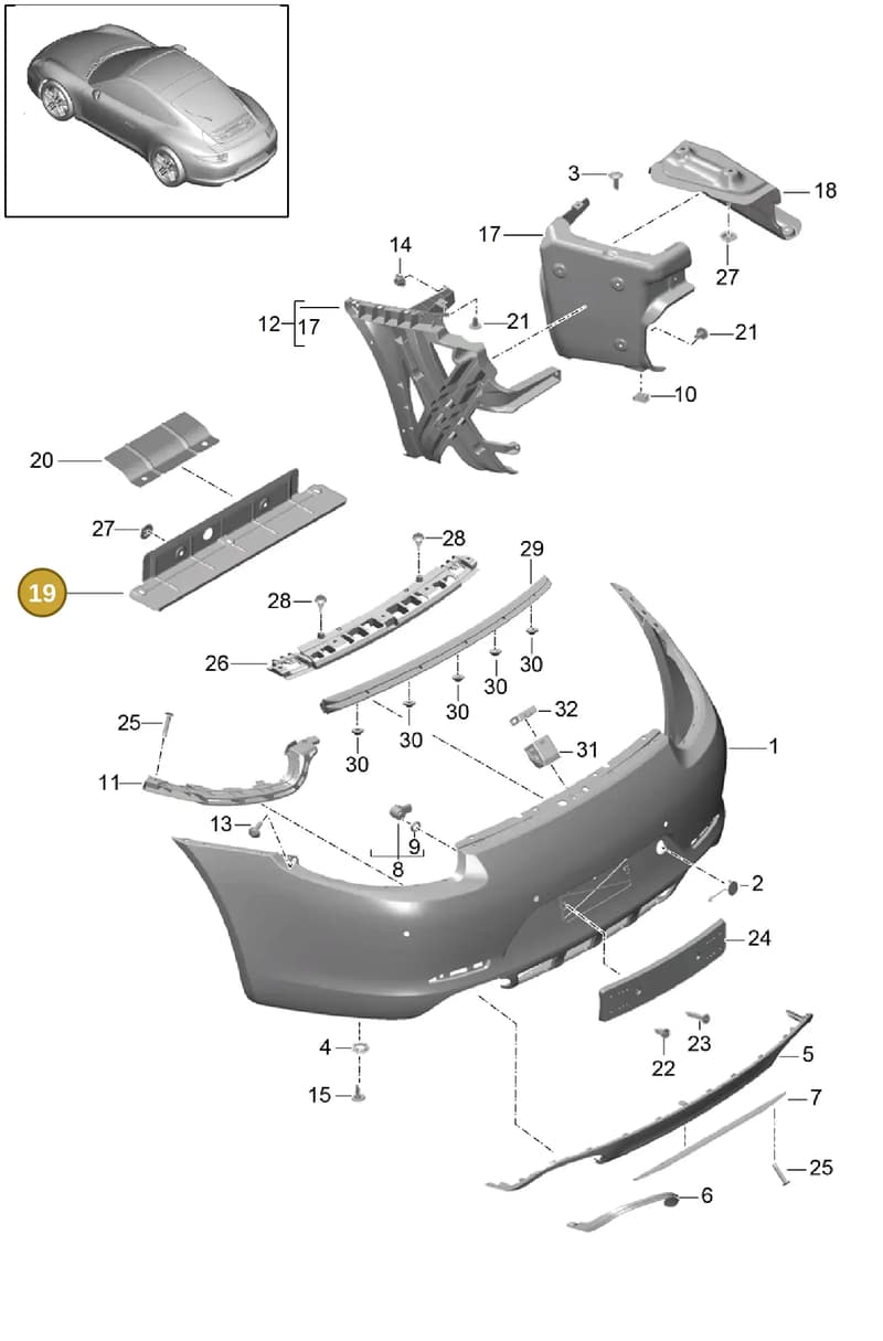 99150547100 — Porsche 991 Carrera 4 (2011-2016) diagram p38802010, position 19