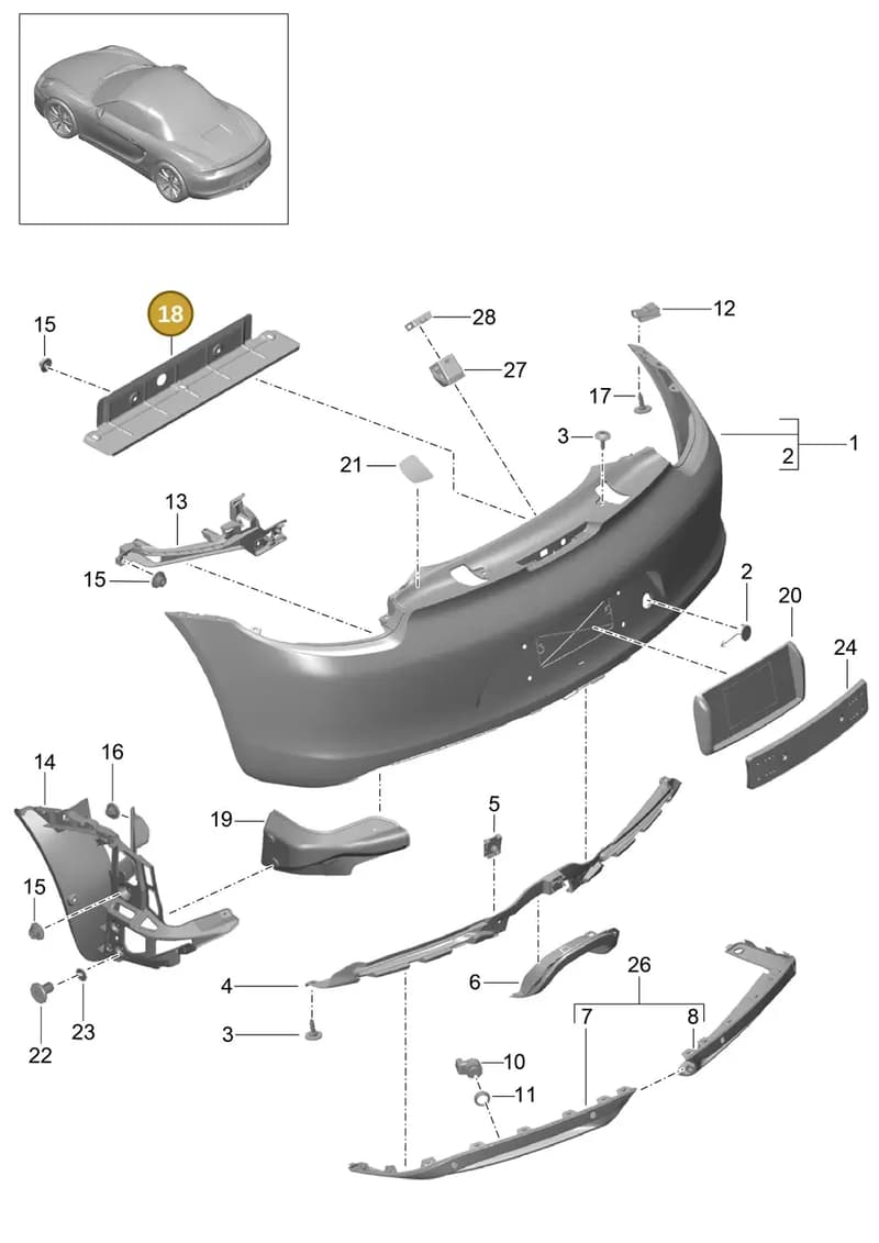99150547100 — Porsche Boxster (2012-2016) diagram p39802010, position 18