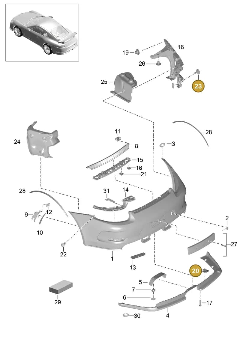 99150547792 — Porsche 911 (2013-2020) diagram p41802010, position 20+23